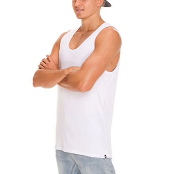 
Wholesale cotton plain white singlets for men 