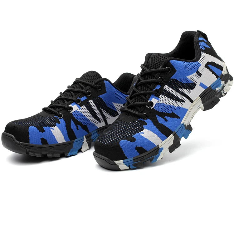 fashional camouflage steel toe breathable anti-pierce knit factory work shoes sneaker man and women