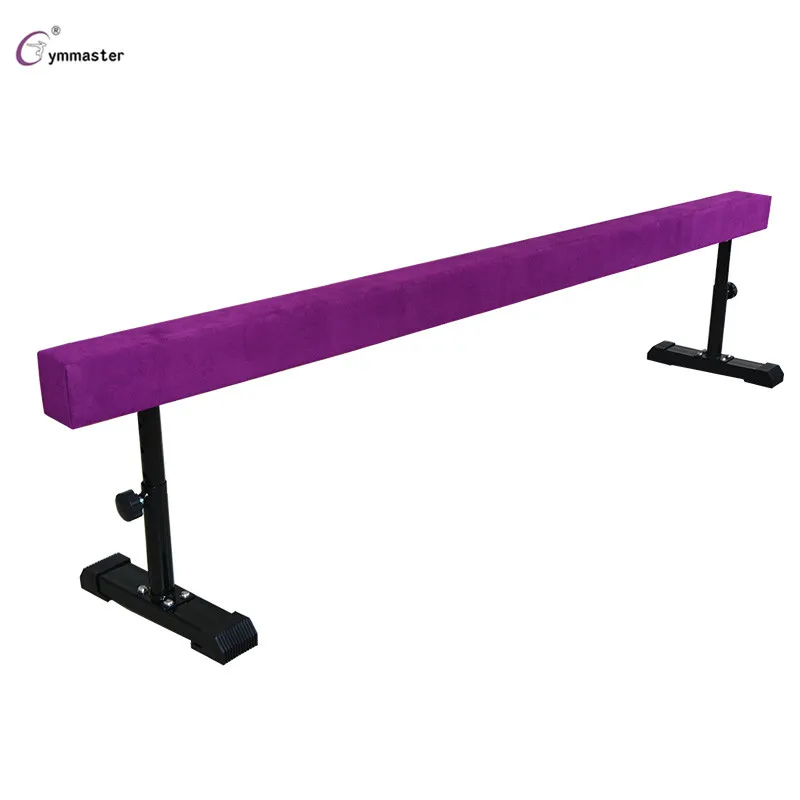 8FT wood core gymnastics adjustable balance beam with suede cover for kids training