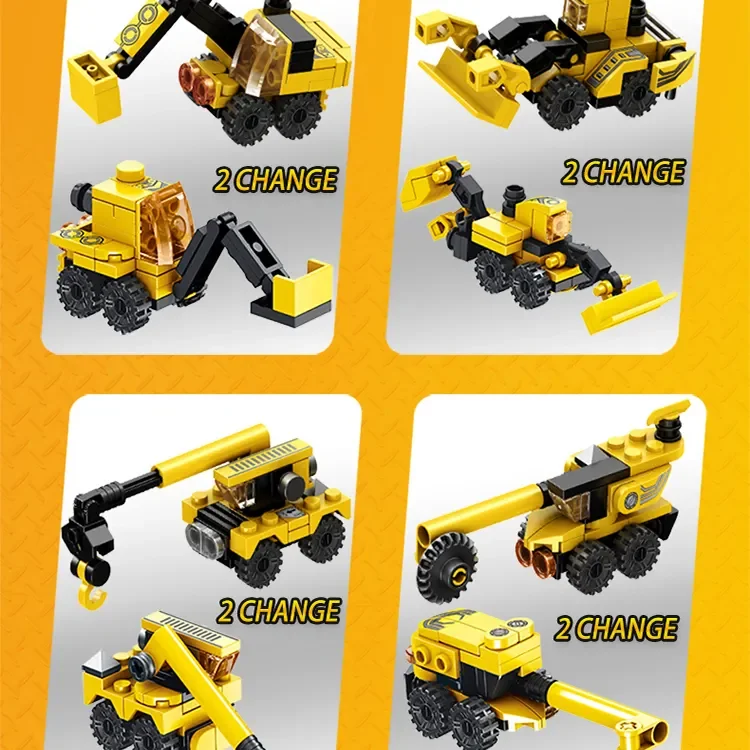 12-in-1 Panlos City Engineering Truck Fire Protection Vehicle Series Deformation Robot STEM Construction Building Blocks Toy