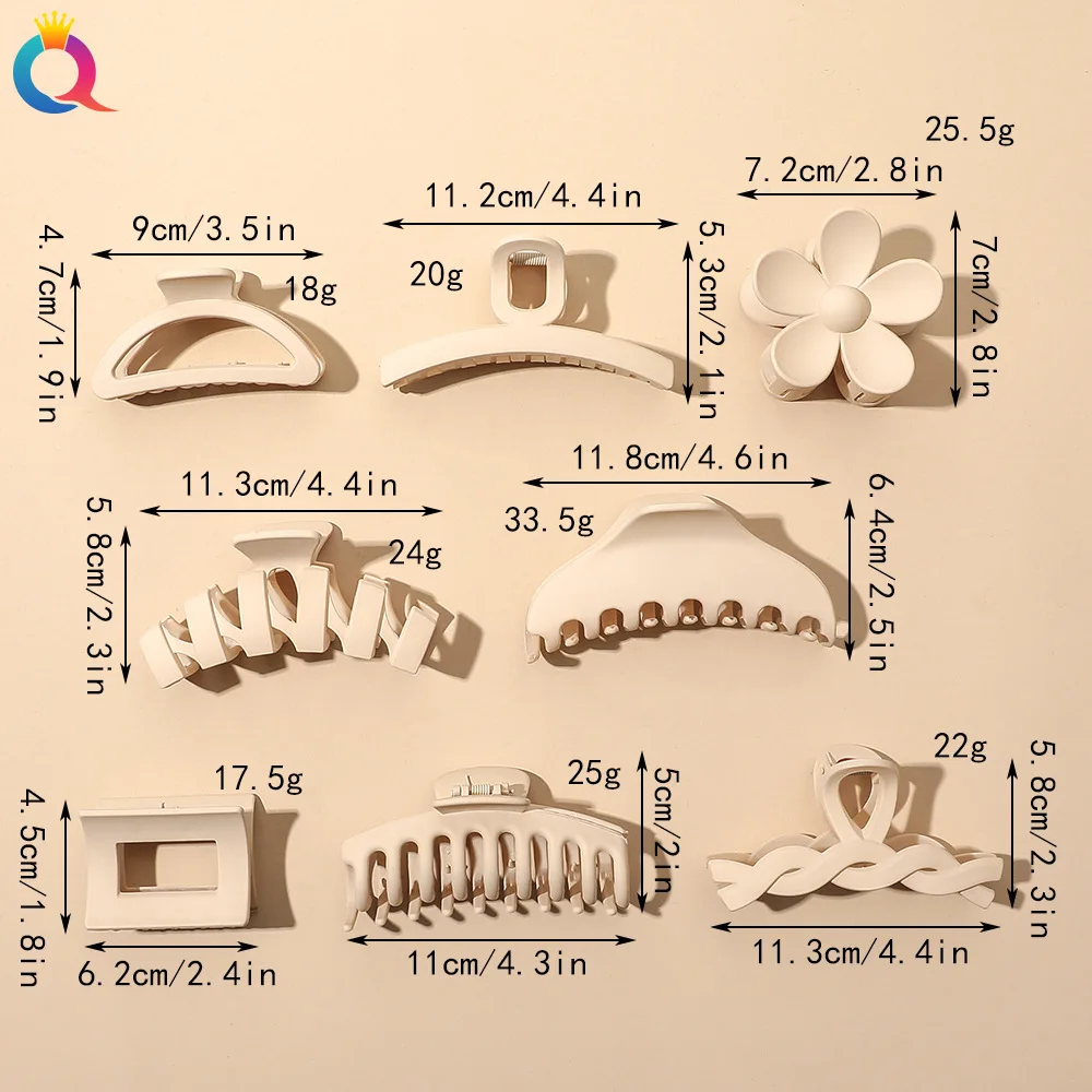 QIYUE 11CM Korean Hair Clamp Large Size Matte Frosted Sharp Hair Claw Clip Hair Accessories For Women