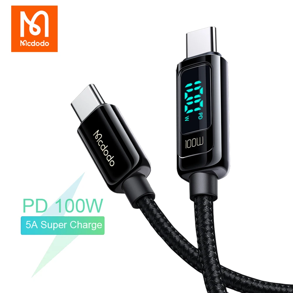 Mcdodo PD 100W USB C to Type C Cable for MacBook Tablet Switch Xiaomi Samsung 5A Fast Charging Digital Display Phone Data Wire