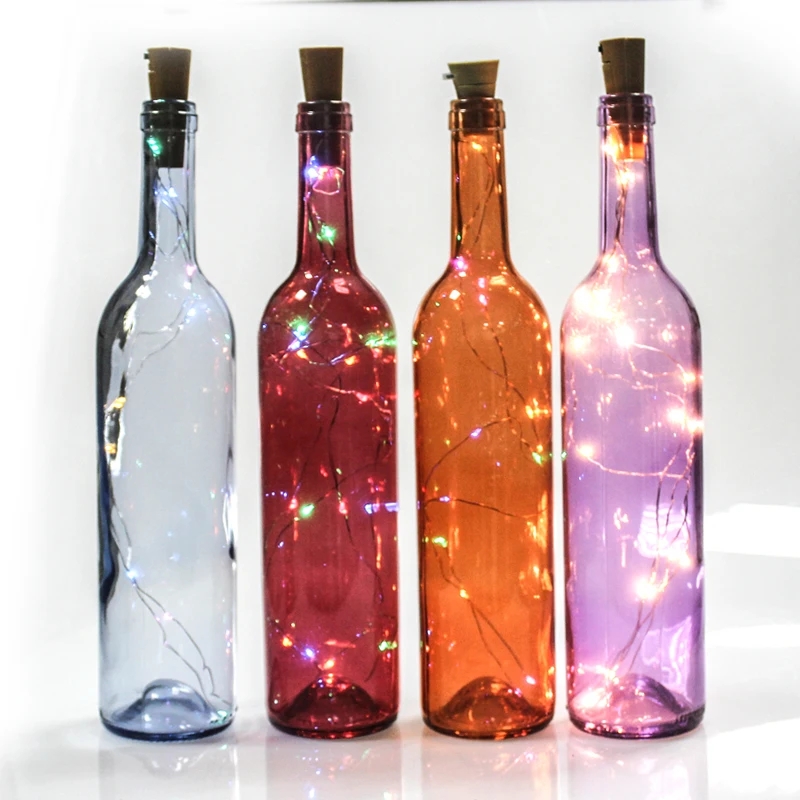 
Christmas Light LED Glass Wine Champagne Lamp Bottle with Wooden Plug 