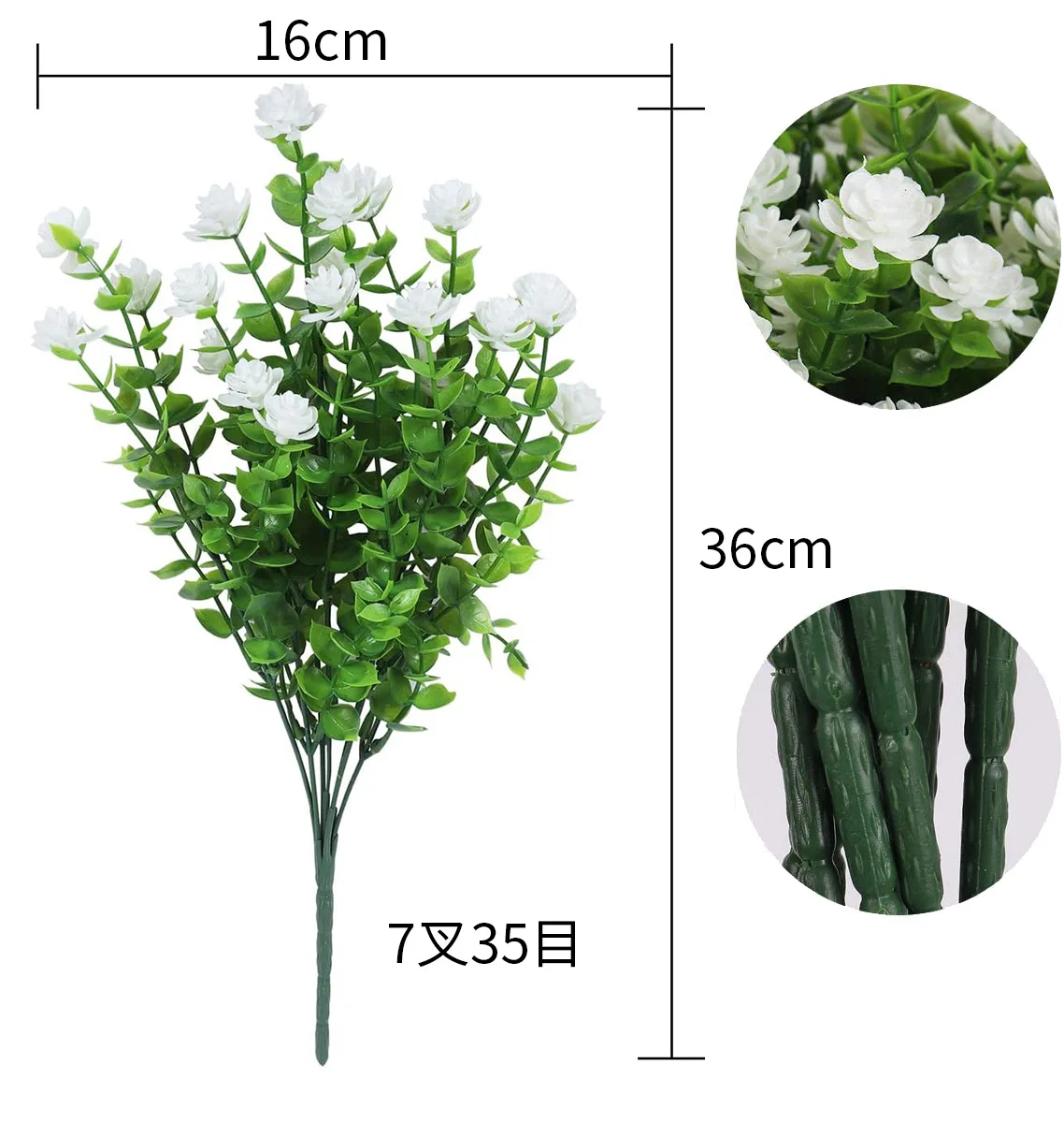 Simulated flower 7 fork eucalyptus camellia artificial green plant potted outdoor shrub for home decoration