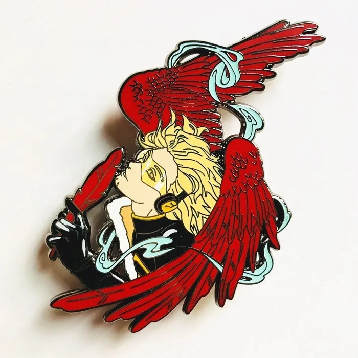 Lapel pin Manufacturers China Black Nickel Plated Metal Crafts Fantasy Hawks Hard Enamel Anime Pins With Screen Print