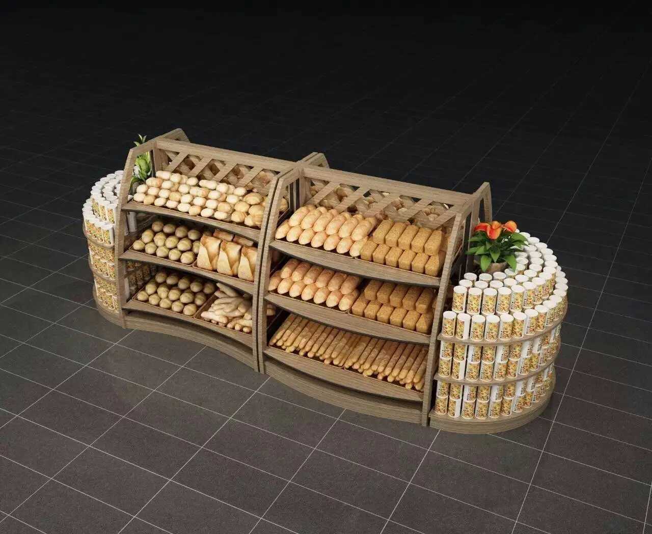 Wooden Fruit and Vegetable Supermarket Racks OEM Supplier for Customized Rack Type