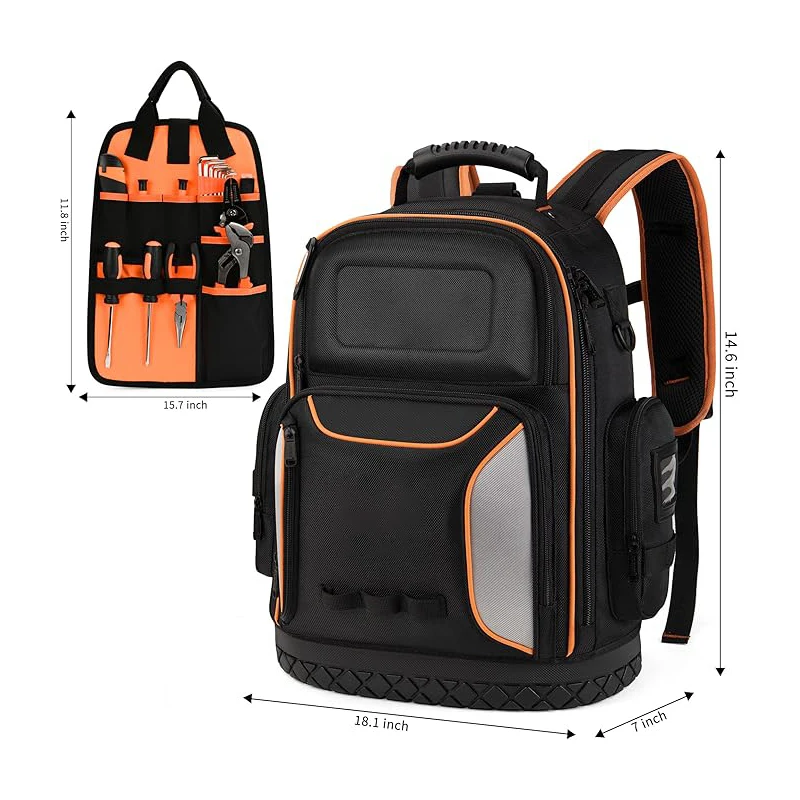 Heavy Duty Tools Organizer Bags  electrician/Construction Work  tools backpack for men  Black and Orange shoulder bag