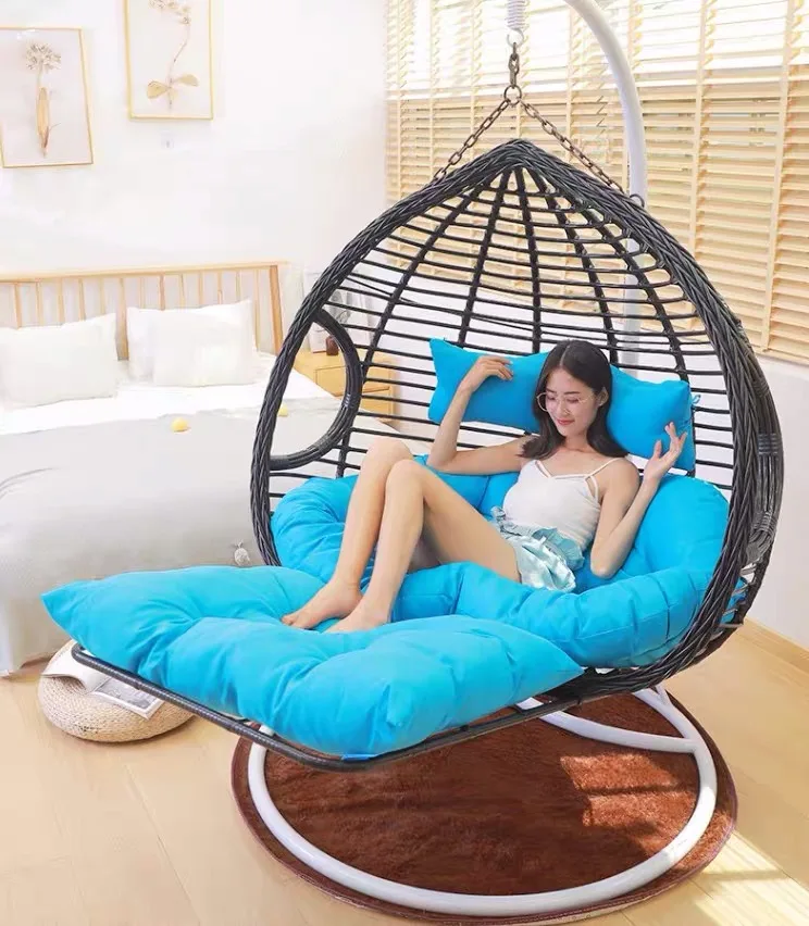 
Double seater 2 person swing chair rattan hanging chair with pendal D155-1 