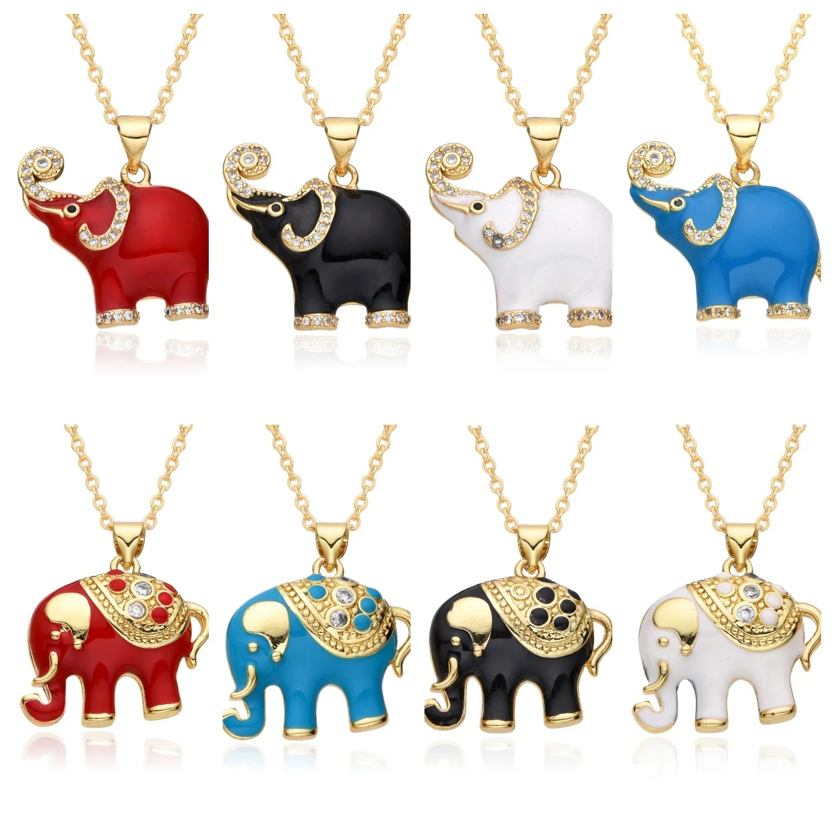 Fashion jewelry necklace luxury animal necklace elephant pendant 18k gold plated zircon necklace for women