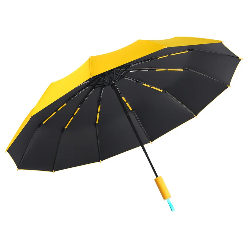 Fully Automatic Folding Umbrella 12 Bone For Sunny And Rainy Wind Resistant Uv Protection 3 Folding Umbrella With Logo Paraguas