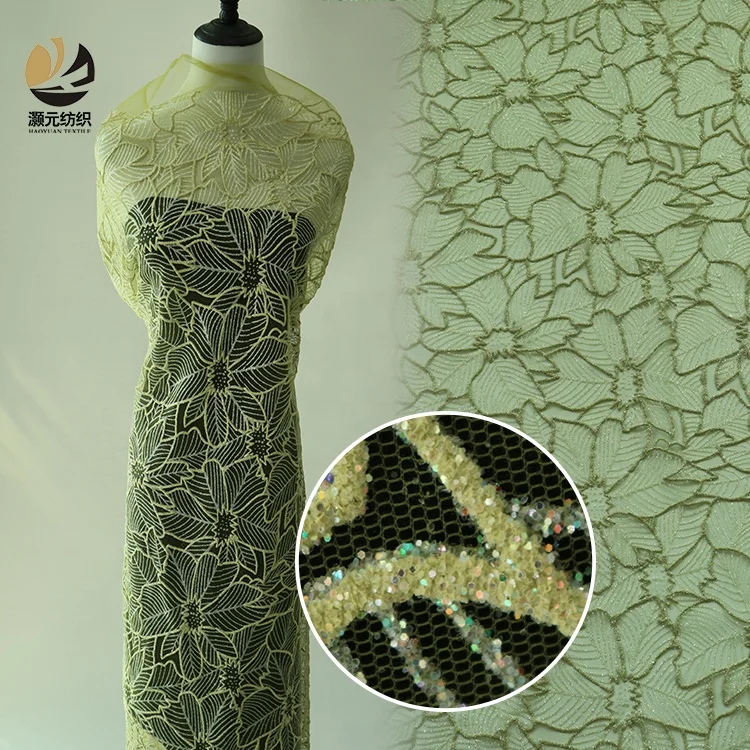 Luxury in stock bridal 3D colorful foam  flash glitter tulle  wedding fabric for dress