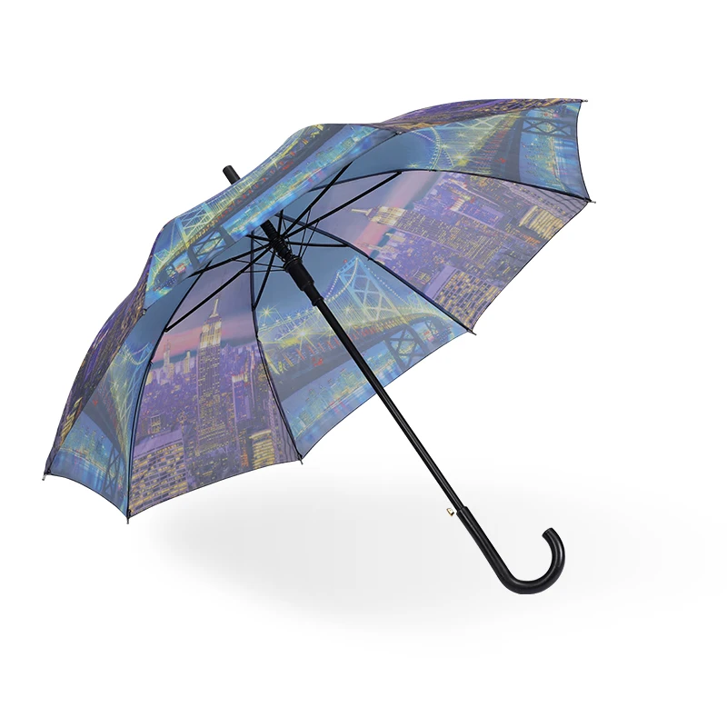 Promotion Gift Factory Suppliers Cheap Price Custom Logo Plastic Handle Lover Prints Straight Stick Rain Umbrella