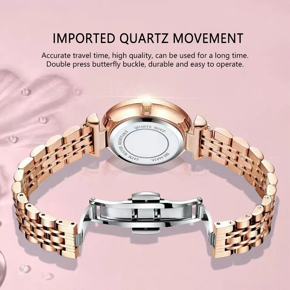 POEDAGAR Female Watch Rose Gold Luxury Brand Diamond Ladies Wristwatch Waterproof Stainless Stain Date Quartz Watches For Women