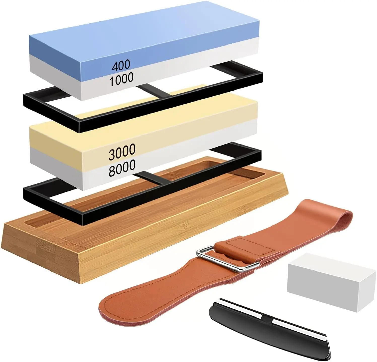 Whetstone Sharpening Stone Kit Dual Sided Professional Whetstone Knife Sharpener Stone Wet Stone Set for Honing Blades Manually