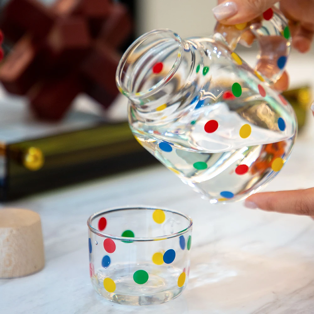New Spot Decor Colored  Borosilicate Glass Teapot With Glass Cup Set Drinking Juice Water