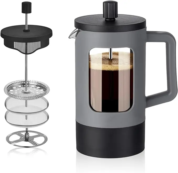 Hot Sale High borosilicate glass French press kettle office home coffee utensils brewing pot tea coloured French press kettle