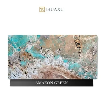Huaxu Зеленый Гранит Натуральный кварцитовый камень Amazon зеленые мраморные плиты для кухонных столешниц или