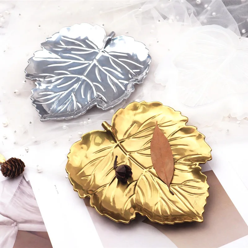 Ornament Jewelry Jar Box Coaster Epoxy Trinket Snack Candy Fruit Tea Serving Maple Leave Plate Tray Silicone Resin Dish Mold