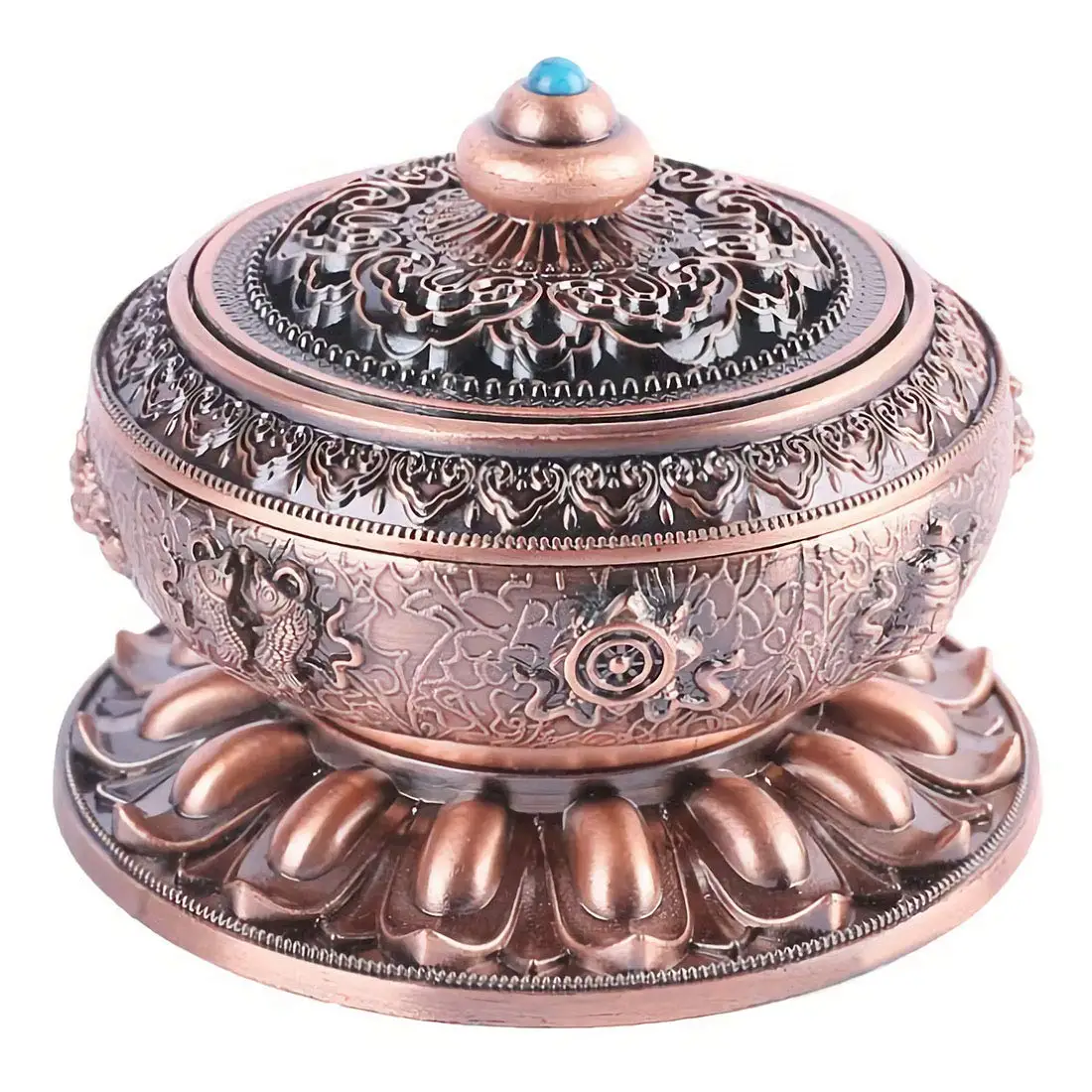 Metal Incense Burner Holder Tibet Lotus Buddha Stick Cone Coil Incense Holder Censer Home Office Decoration