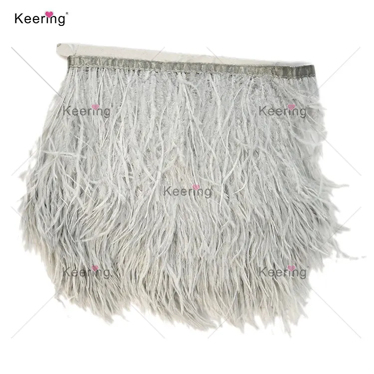 Factory wholesales decorative dress women white grey silver cheap ostrich feather trim for clothes