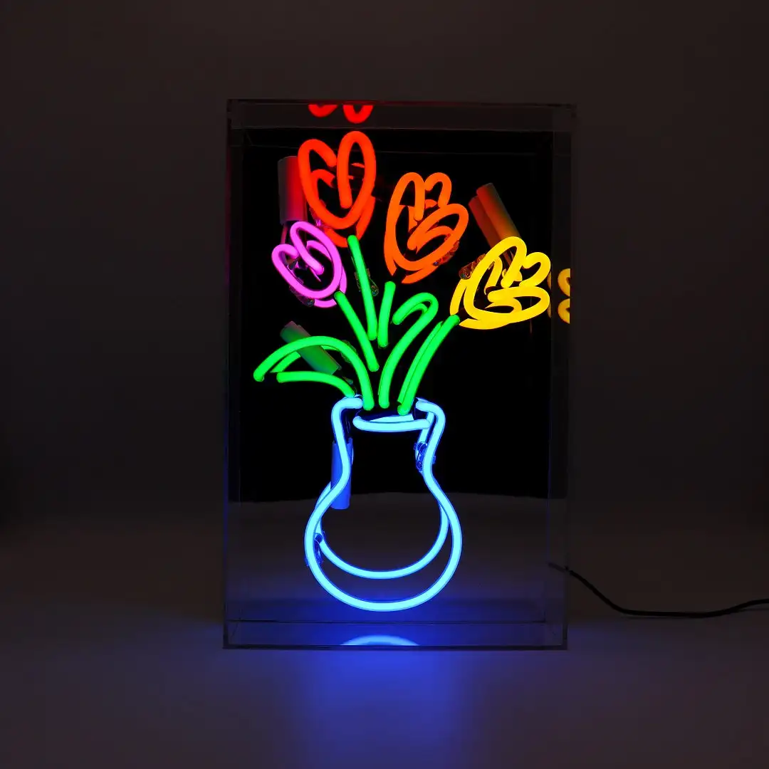 Art Wall Decoration Flower Neon Sign With Acrylic Backboard USB Hanging Decorative Neon Lamp LED Neon Light For Indoor Decor