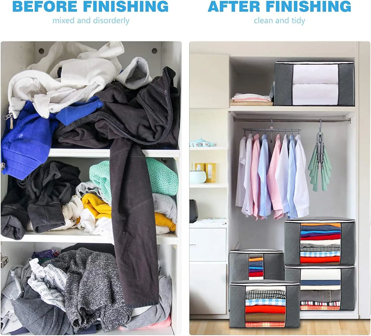 Cotton Linen Large Clothes Organizer Collapsible Folding Bed Thick Breathable Fabric Underbed Storage Boxes Bags