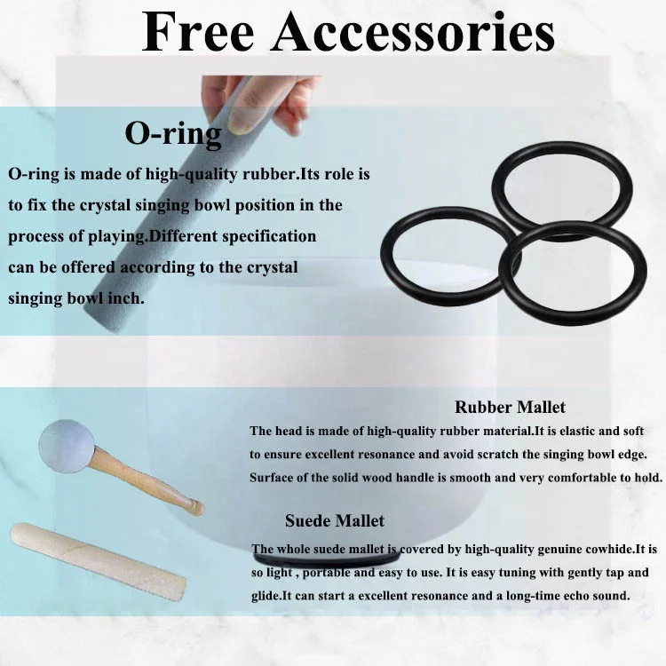 Immense Resonating Capacity 8 Inch  White Frosted Crystal Set Of 7 Singing Sound Bowls