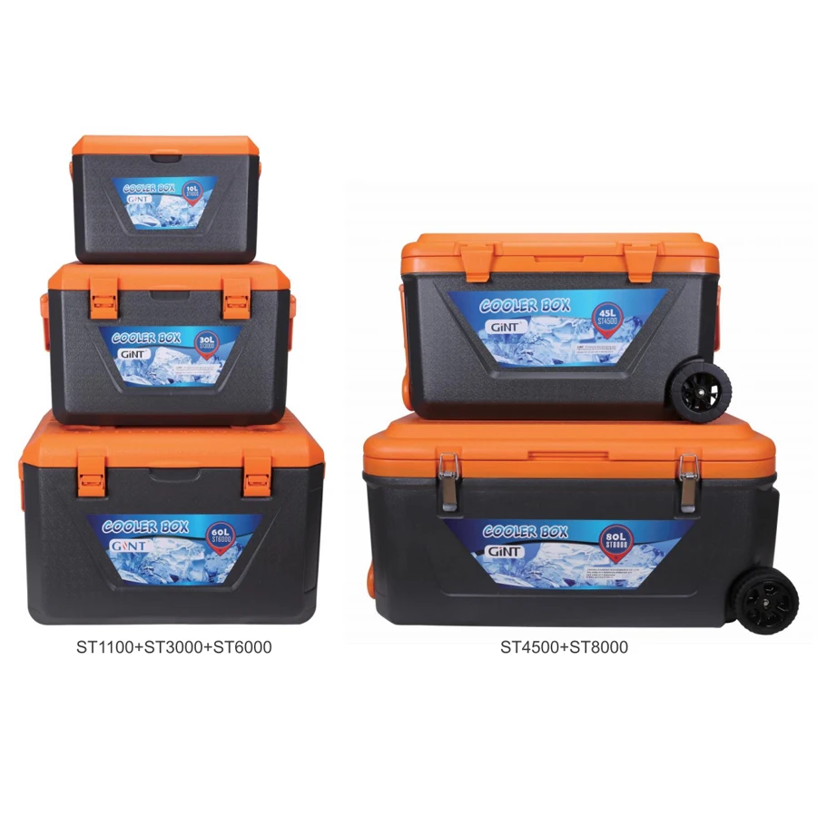 Thailand Factory 10L 30L 45L 60L 80L Custom Injection Mouldings Beach Cooler On Wheels, Hard Fishing Camping Cooler Box