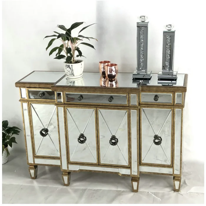 2024 Foshan Factory Hot Sale Mirror Furniture Modern Design Cabinet Home Decorative Sideboard Living