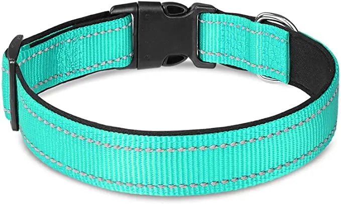 Reflective Soft Neoprene Padded Breathable Nylon Pet Collar Adjustable for Small Medium Large Dogs