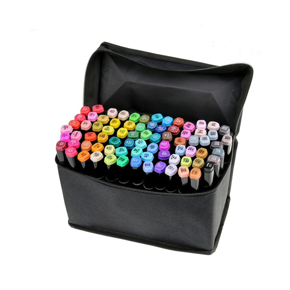 40 цветов двойной наконечник Art Markers, перманентные Маркеры Highlighters с чехлом