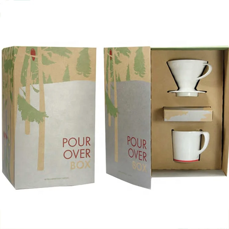 Custom Printed Packaging Cardboard coffee Mug Cup Bottle Gift packaging box with window