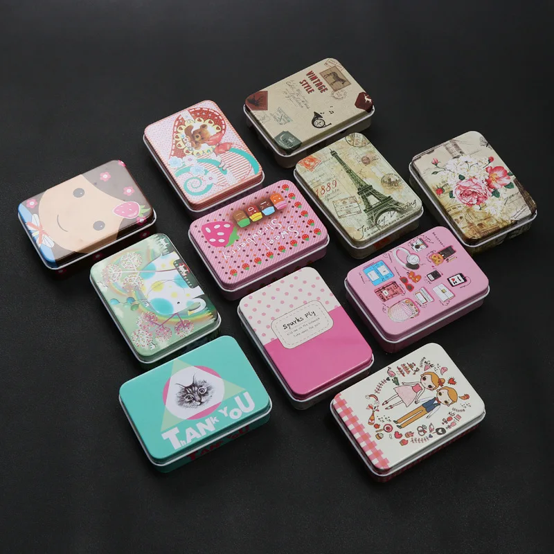 Manufacture Lovely Printing Food Grade Square Tin Can Case Metal Packaging Gift Mint Pill Candy Tin Box