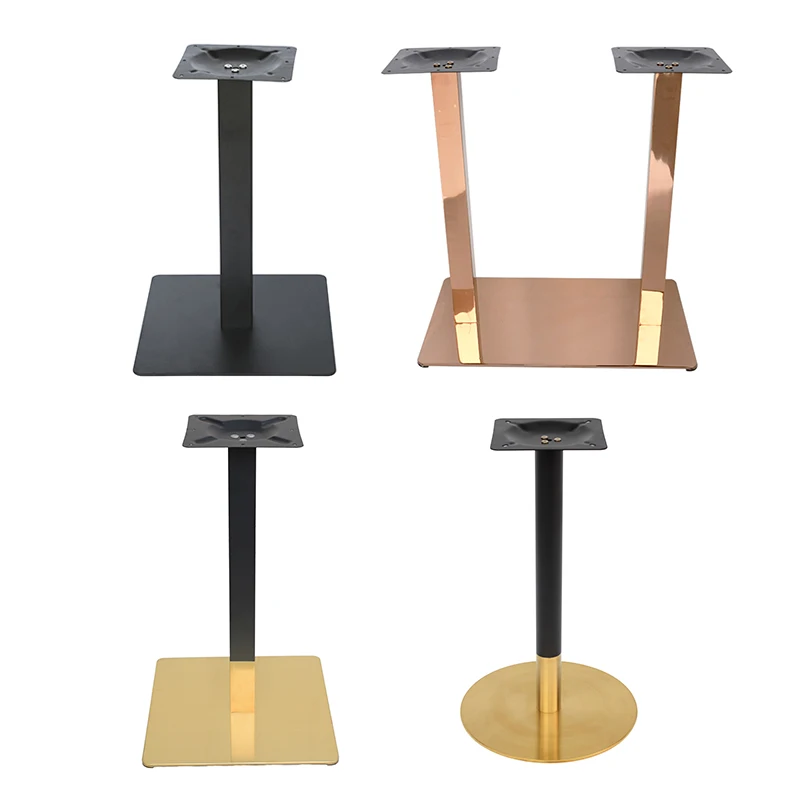 Industrial Square Rectangle Metal Dining Coffee Bar Stainless Steel Table Base Gold Table leg Black Wrought Cast Iron Table Base