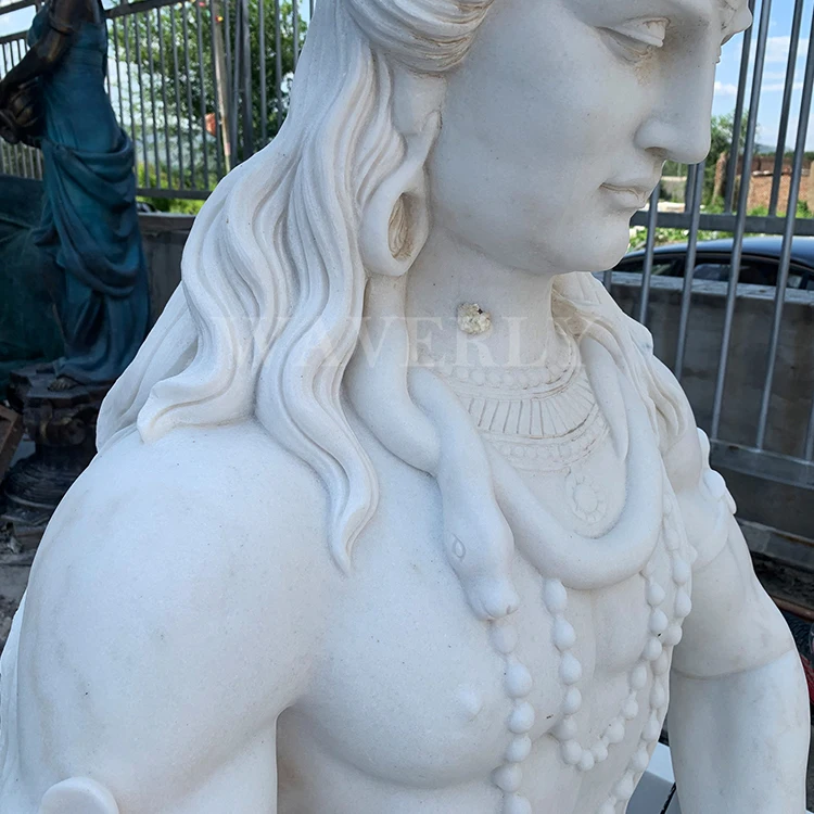 Garden High Quality Indian Lord White Marble Large Stone Carving Statue Meditating Shiva Sculpture Marble Statue Of Shiva