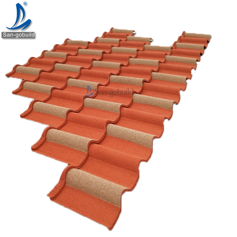 Wholesale metal shingle roof materials, cheap prices bent type stone coated metal sheets residential Villa coastal projects