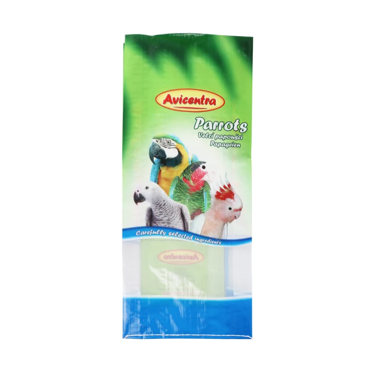 Custom Feed Packaging Factory Wholesale Recyclable Food Grade PP Woven Bags for Horse Bird Parrot Guinea Pig Livestock Feed Bag