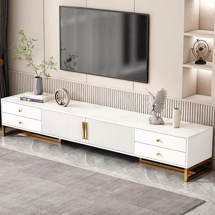 Latest Design Living Room Furniture Table Bedroom Glass Shelf LED Light Tv Stand Table Cabinet Set Bedroom Modern Luxury
