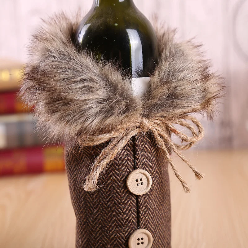 Wholesale Christmas Wine Bottle Cover Merry Christmas Bottle Cover Ornaments Gifts Lattice Wine Bottle Cover Bag