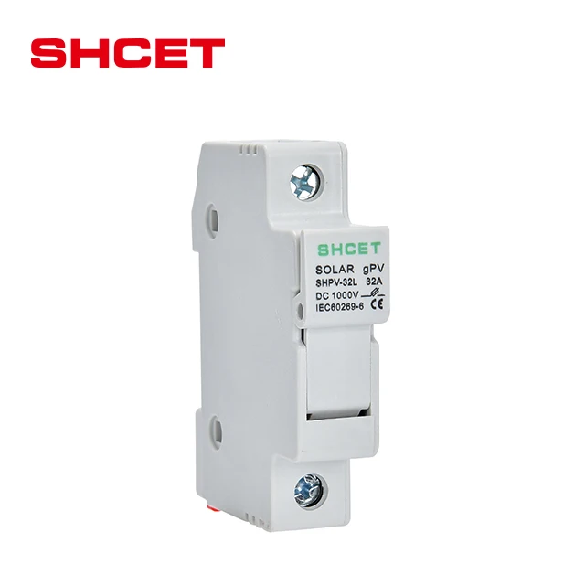 SHPV-32L DC 1000V Cylindrical Fuse Holder without Indicator for 10*38mm Ceramic Link Low Voltage Electric Fuse Base
