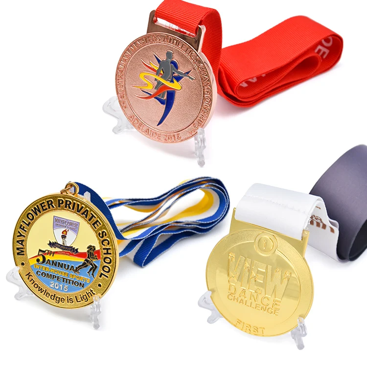 Factory price zinc alloy 3D award marathon running sport silver metal medal with ribbon
