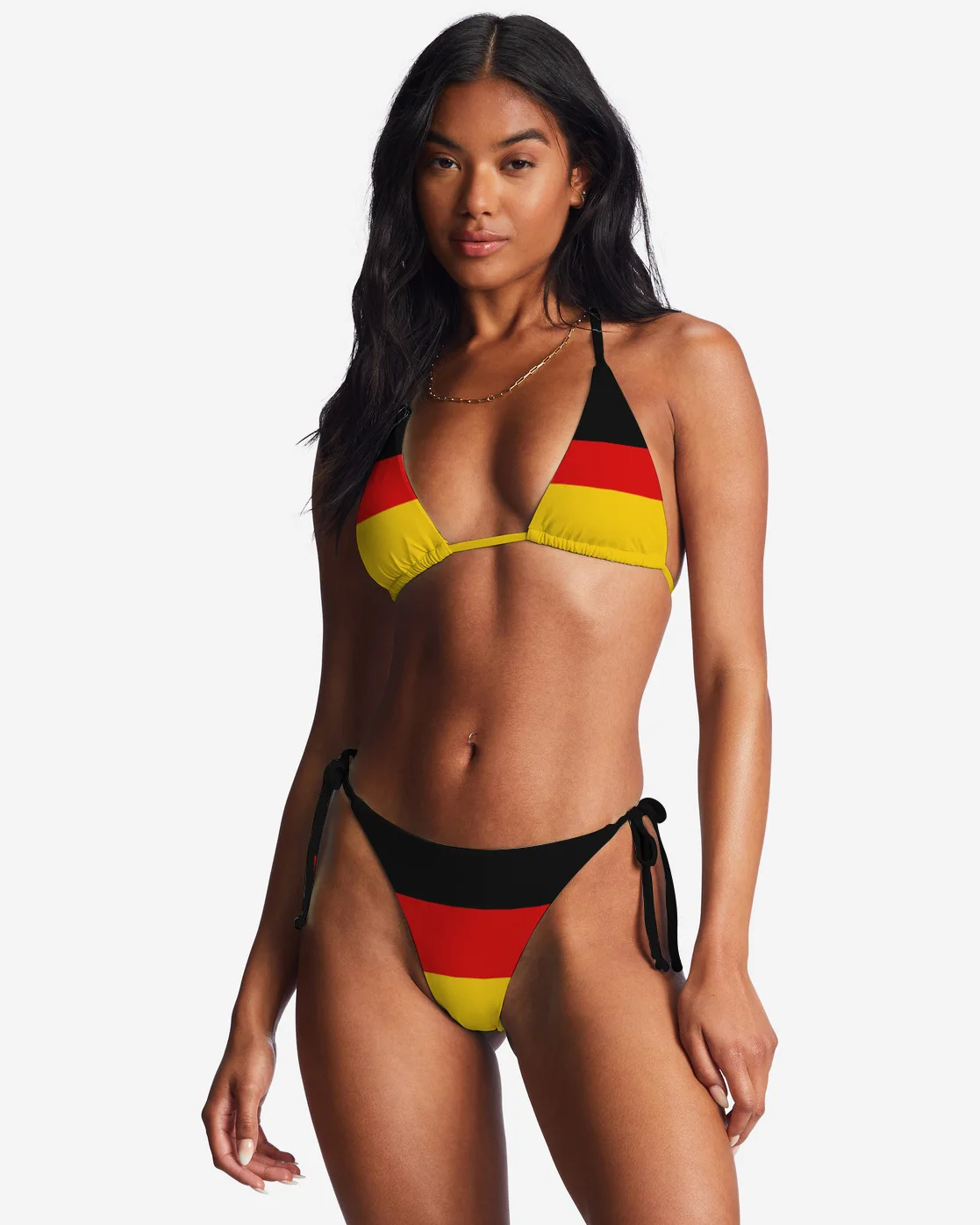 Foruixi BI59 custom bikini thong metal logo beach brazil sexy bikini Germany flag bikini