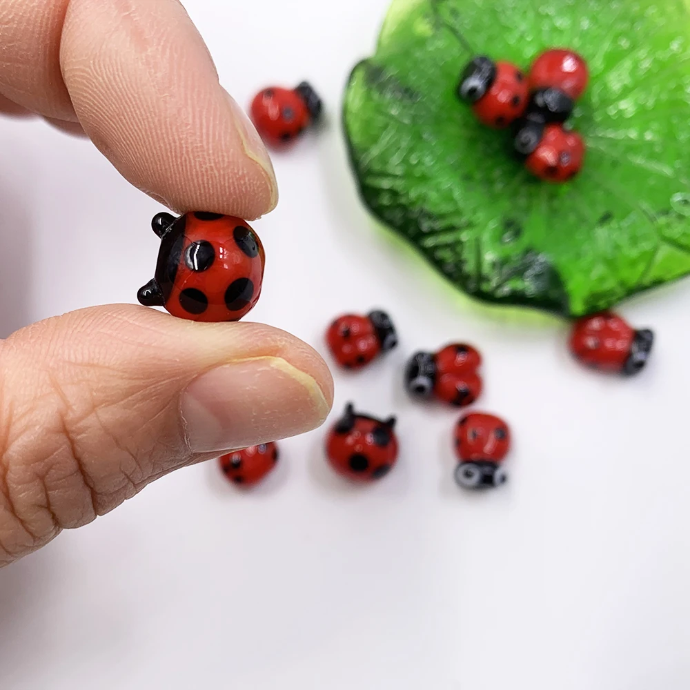 Factory wholesale DIY Bracelet Cute Lampwork Murano Glass Ladybug Beads