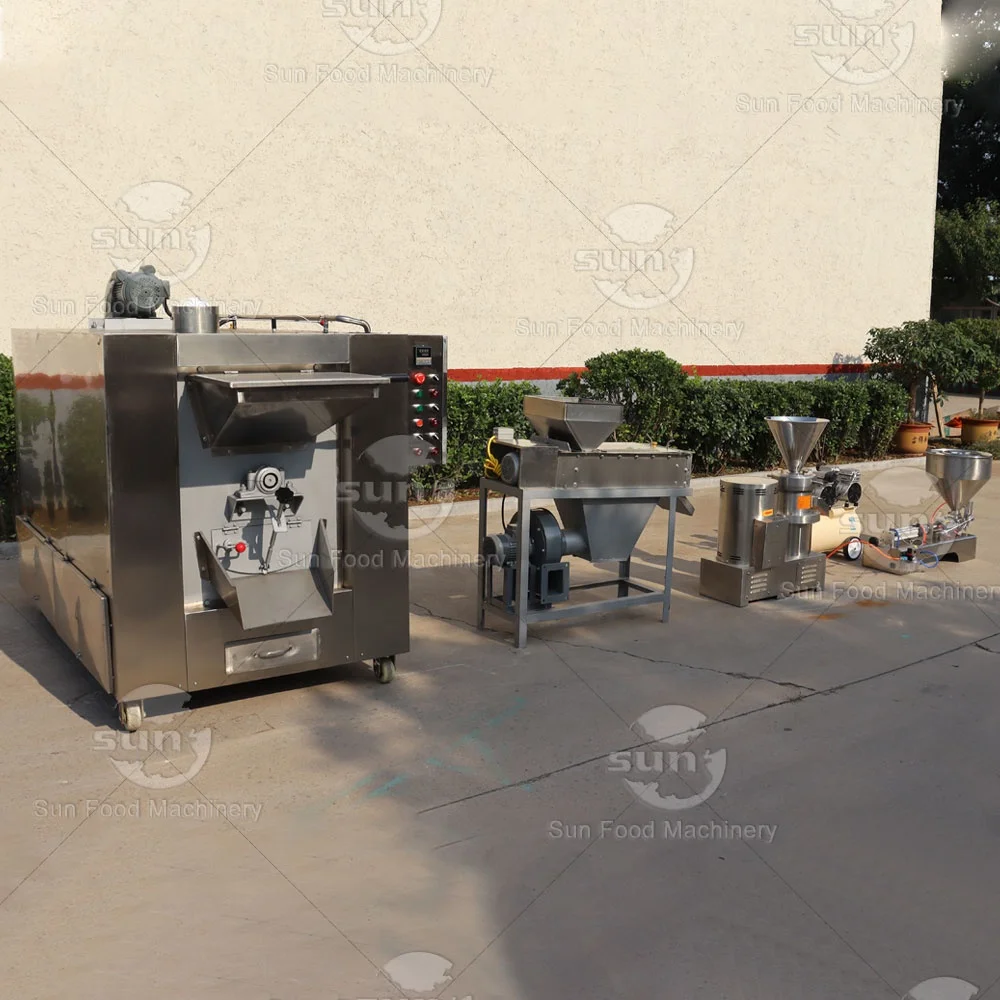 Automatic industrial small scale stainless steel peanut nut sesame melon seed grinding machine process line machine