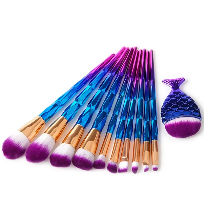 FYD Wholesale 8~13pcs Diamond Crystal Handle Foundation Blush Eye Shadow Powder Brush Professional Private Label Makeup Brushes Single Makeup Brush Tools Set