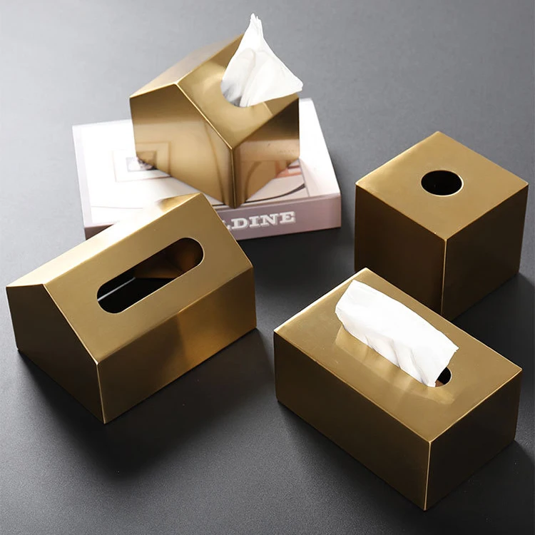Коробка для салфеток, современный домашний декоративный контейнер, роскошные автомобильные держатели для лица, крышка, Золотой квадратный цилиндр, круглая металлическая бумага