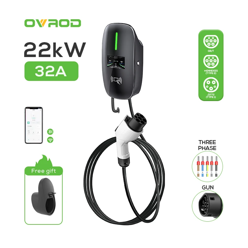 ovrod 22kw charging station 7kw wallbox car charger fast charging wall mount ev charger