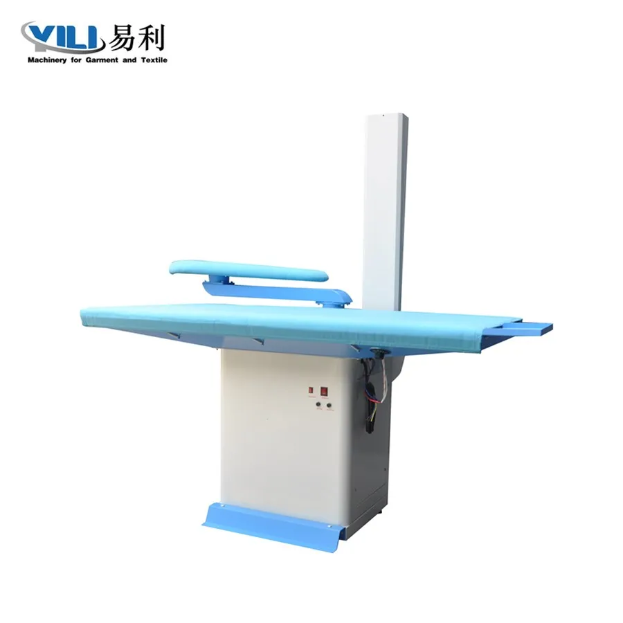 Industrial vacuum ironing table with swing arm