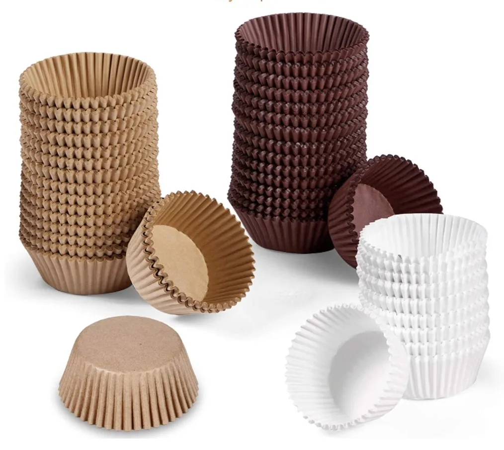 Natural Cupcake Liners  Food Grade & Grease-Proof Baking Cups paper  Cupcake Wrappers for Weddings, Birthdays