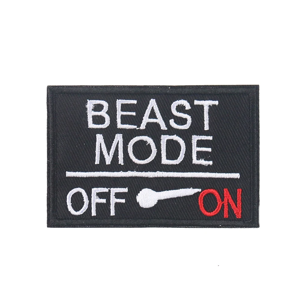 Letters BEAST MODE Badges Embroidery Patches Applique Clothes Stickers Iron on Patches for Clothing Sewing Supplies